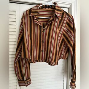 Lioness Striped Button-Down Shirt in Earth Tones
